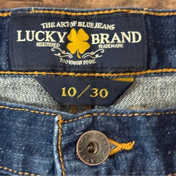 Lucky Brand The Abbey Blue Jean Shorts with Embroidery Hem Details Size 10 / 30 - Picture 4 of 10